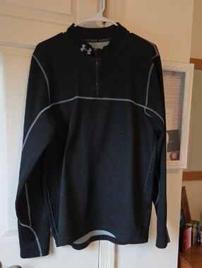 Under Armour Black Half-Zip Pullover w/ Gray Stitching (Men's XL)